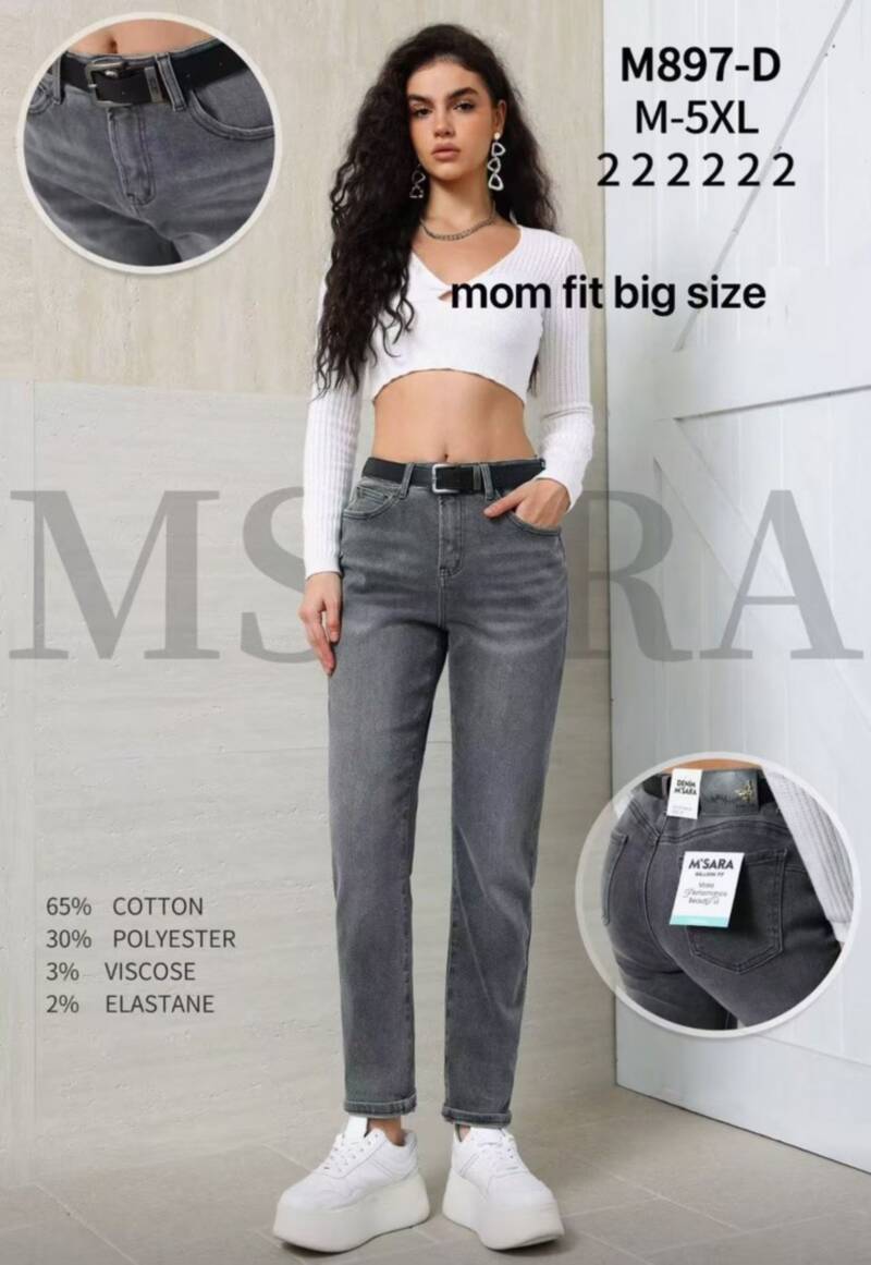 Spodnie jeansy damskie Roz M-5XL, 1 Kolor Paczka 10 szt